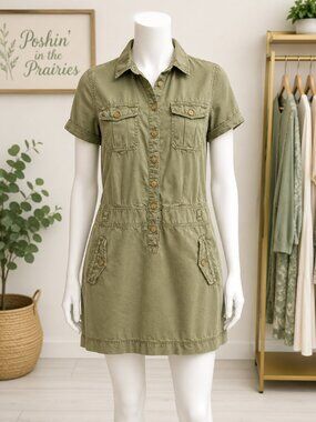 4 for $25 💚 Jacob Connexion Olive Green Utility Shirt Dress 💚 - 11/12